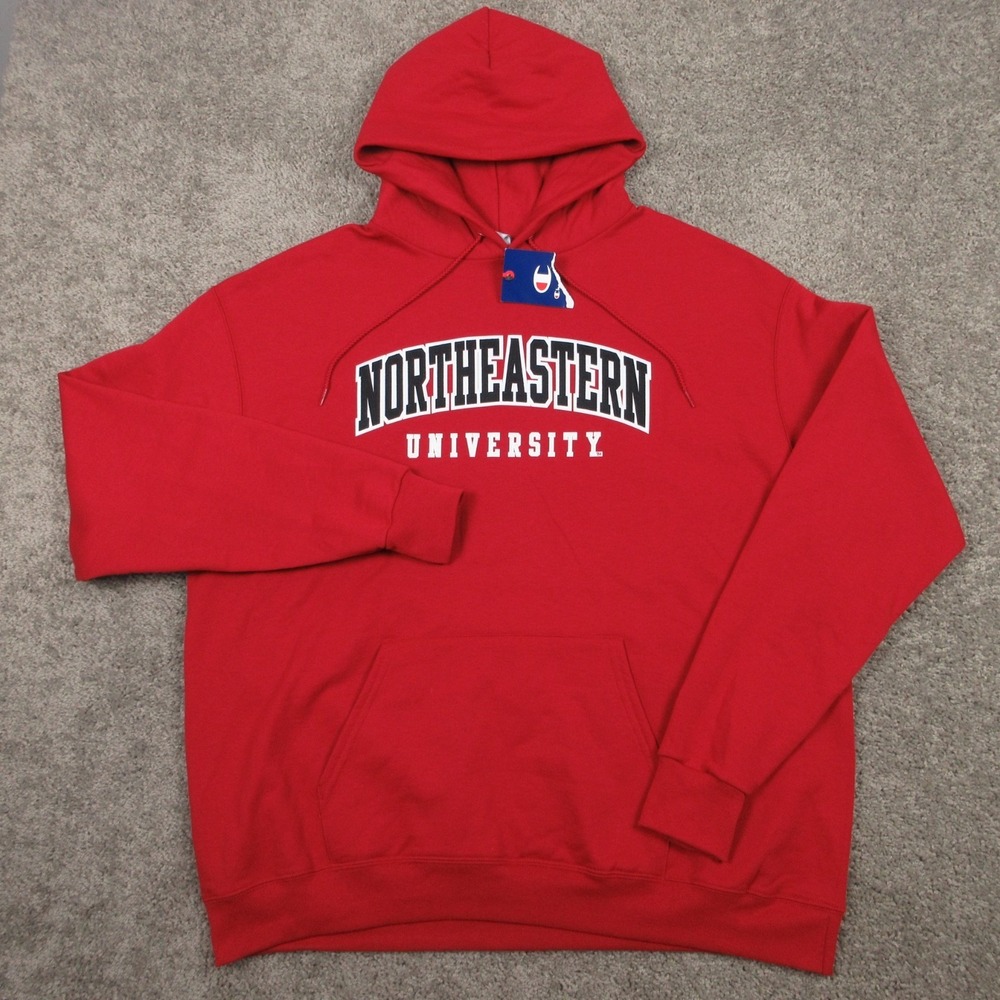 Northeastern Huskies Sweater Mens 2XL Red Embroidered Champion Hoodie Sweatshirt